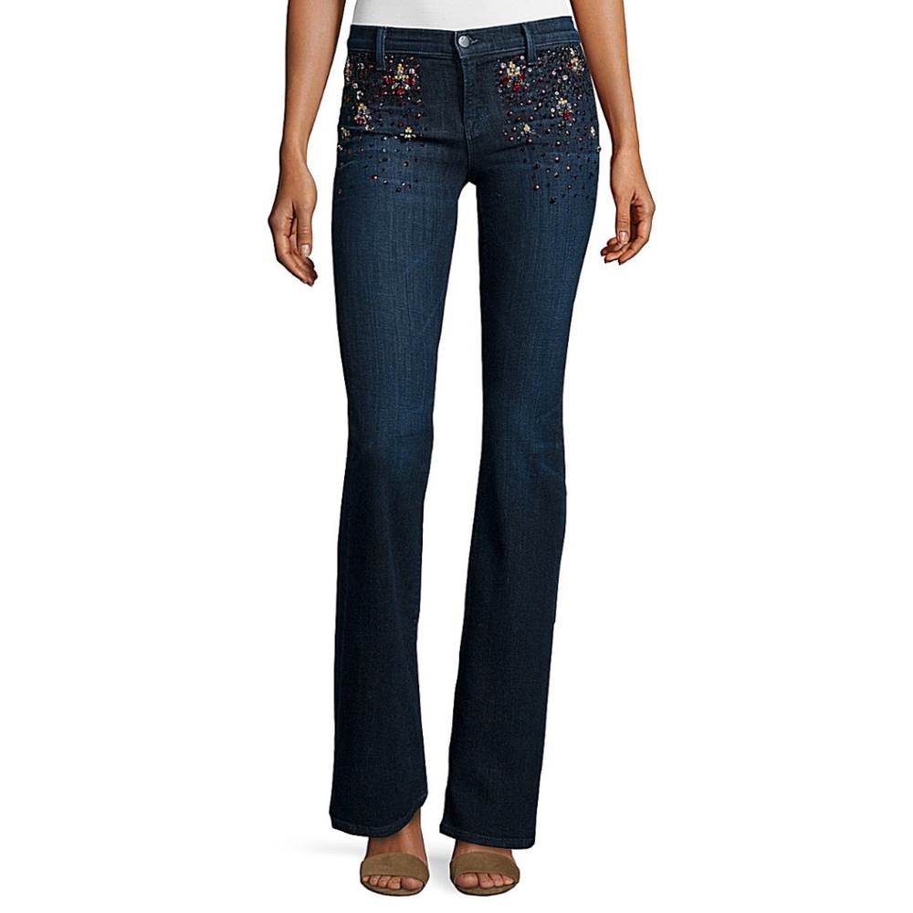 J Brand Charlotte Embellished Boot-Cut Jeans